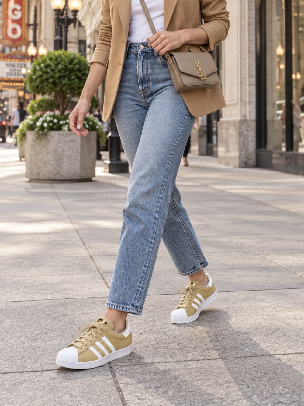 adidas Superstar Shoes Tan and White stripes